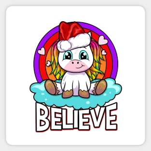 Believe - Christmas Santa Unicorn Sticker